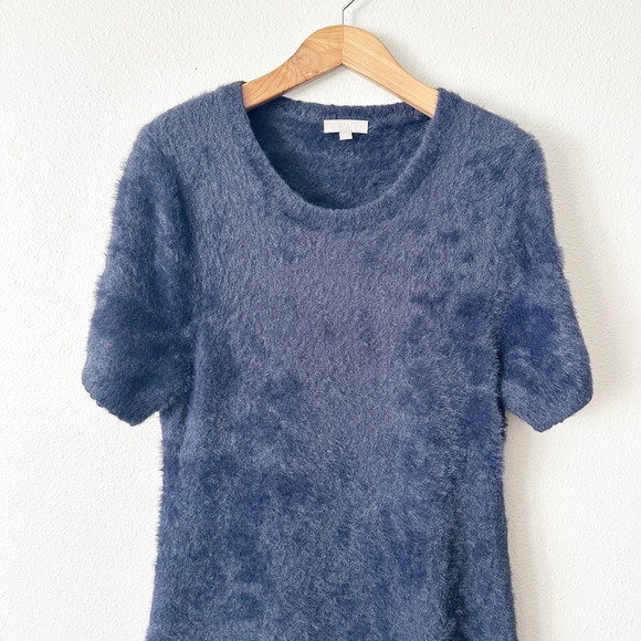 J. Crew Brushed Yarn Fuzzy Knit Cozy Short Sleeve Dress Navy Blue Plus Size 2X - Picture 3 of 10